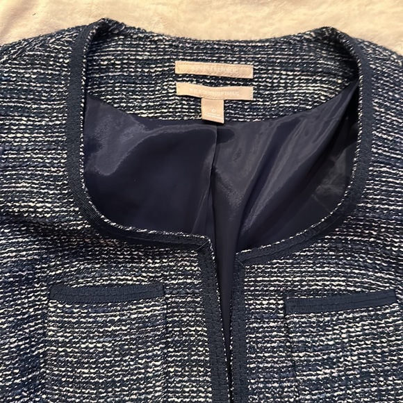 Banana Republic navy and white tweed jacket size 0 - Picture 2 of 11